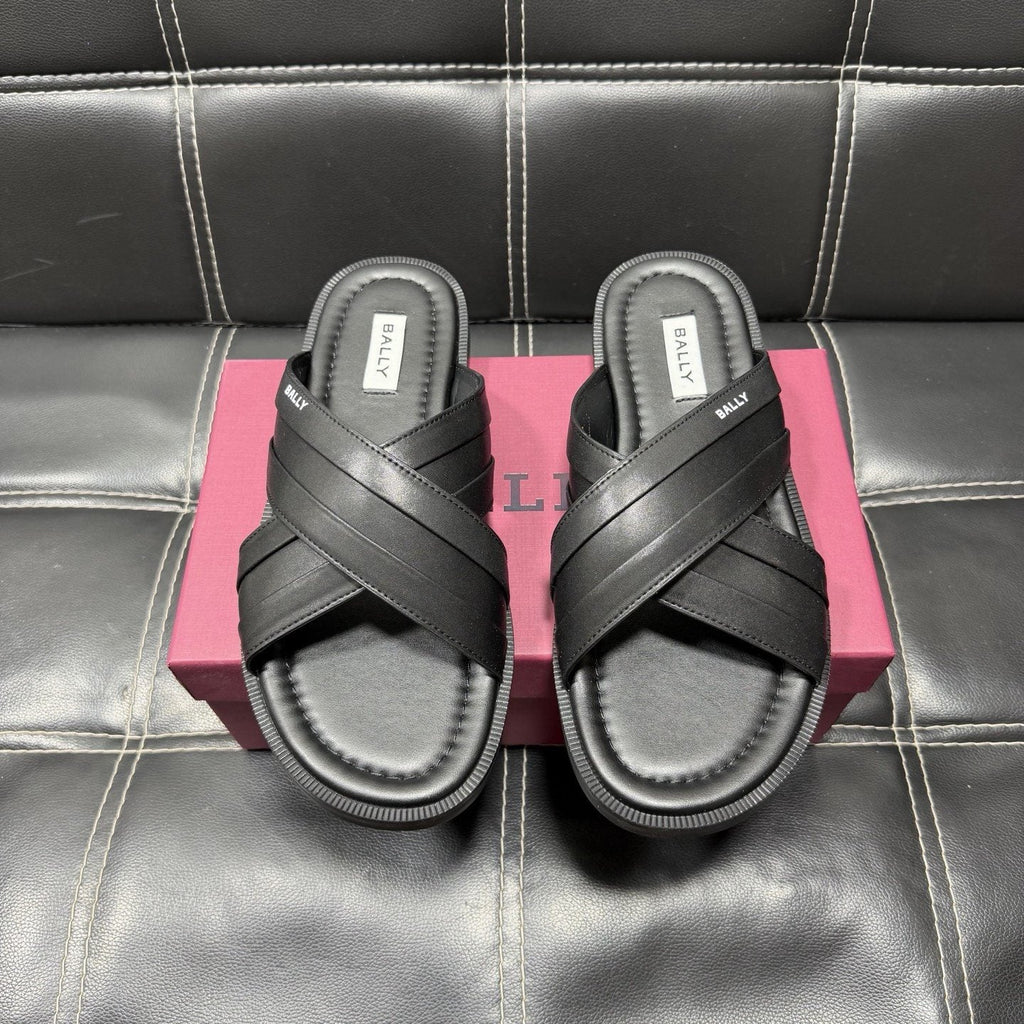 Bally Cross-Strap Slide Sandals