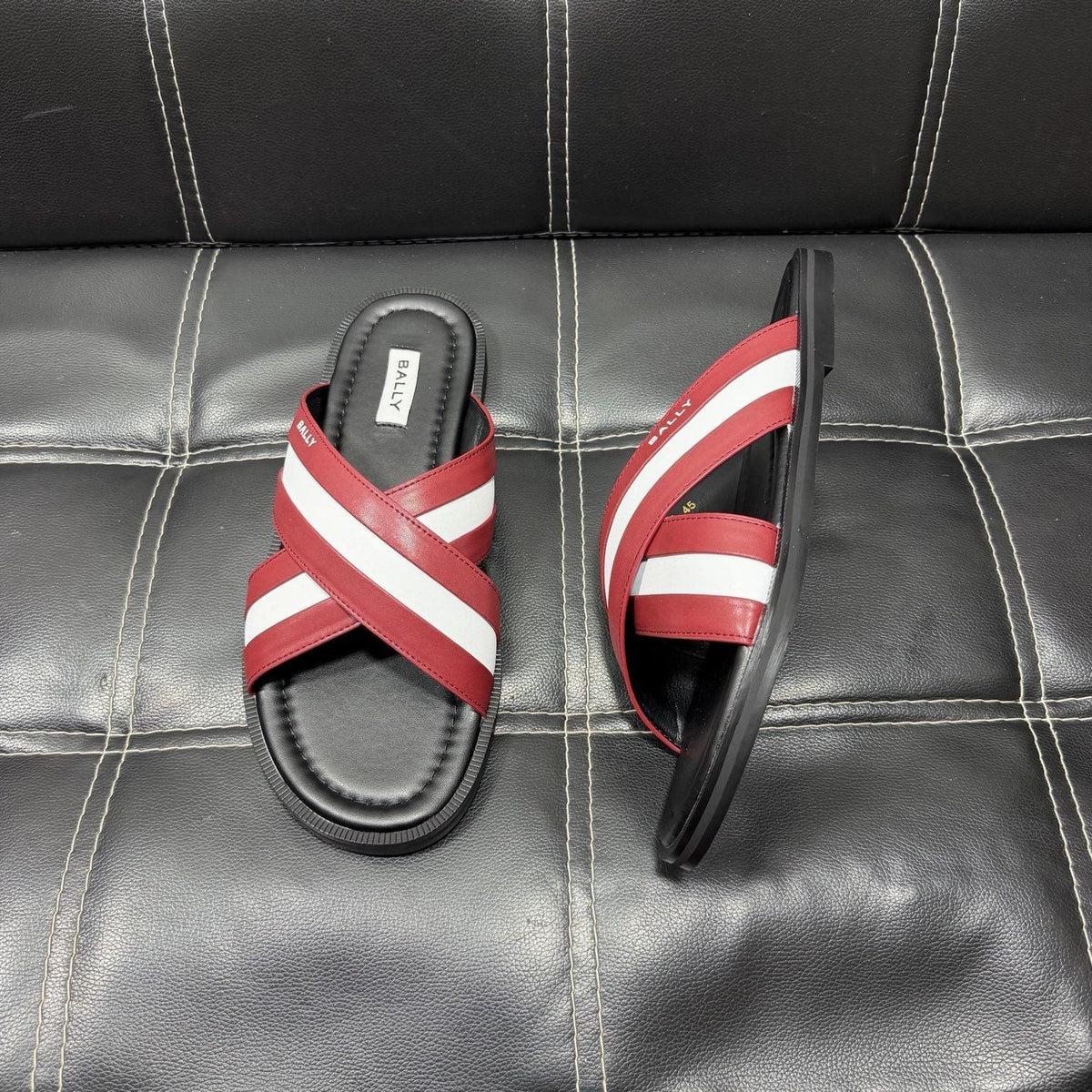 Bally Cross-Strap Slide Sandals