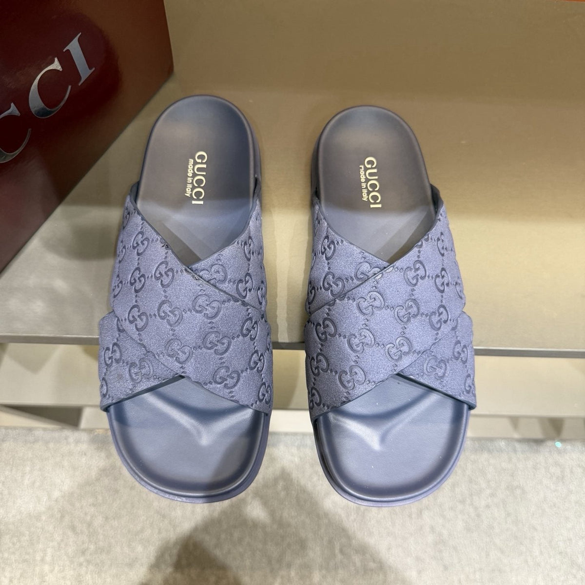 Gucci Men's GG Monogram Crossover Slide Sandals