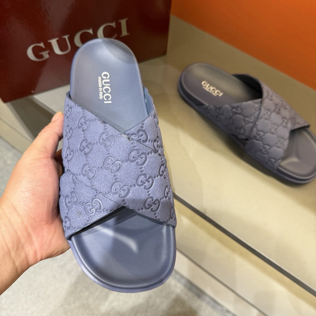 Gucci Men's GG Monogram Crossover Slide Sandals