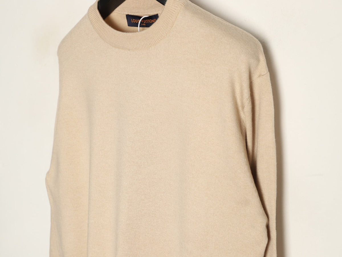 Louis Vuitton Label-Detail Crewneck Knit Sweater - Beige