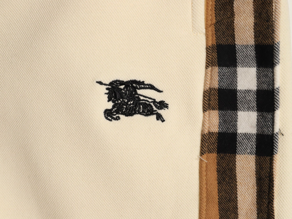 Burberry Equestrian-Emblem Check-Side Shorts - Cream